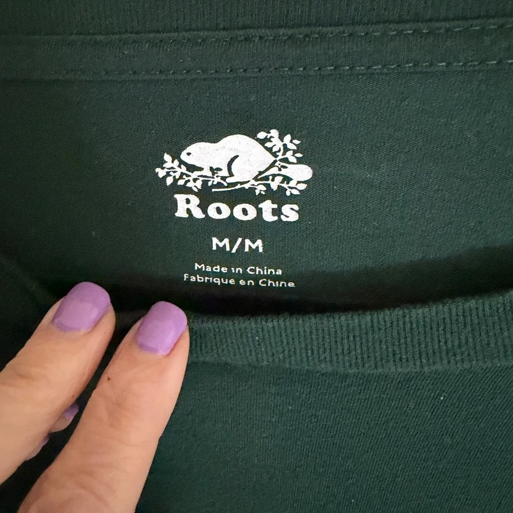 Roots Canada Men Forest Green Long Sleeve Cabin‎ Graphic T Shirt Size M